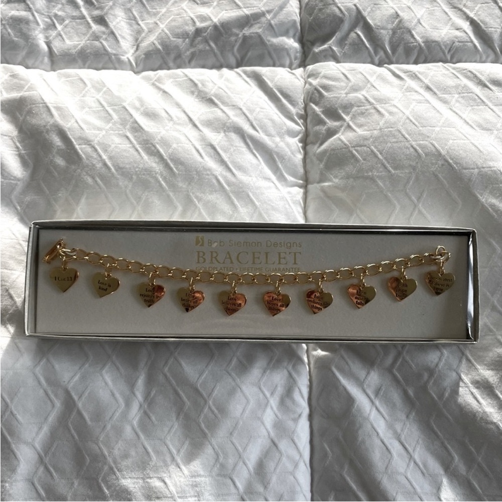 Bob Siemon Designs Gold Plated 1st Corinthians 13 Charm Bracelet